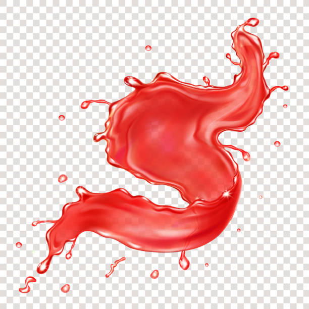 ilustrações de stock, clip art, desenhos animados e ícones de transparent red liquid splash. vector realistic illustration. - splashing juice liquid red