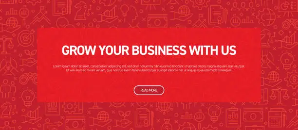 Vector illustration of Grow Your Business with Us Concept - Business Related Seamless Pattern Web Banner