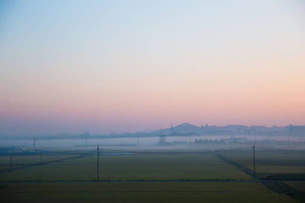 Korean rural sunrise landscape.