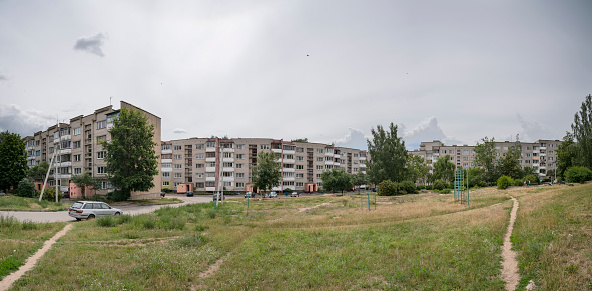 Photography of blocks of typical Soviet buildings ecological tourism in Belarus