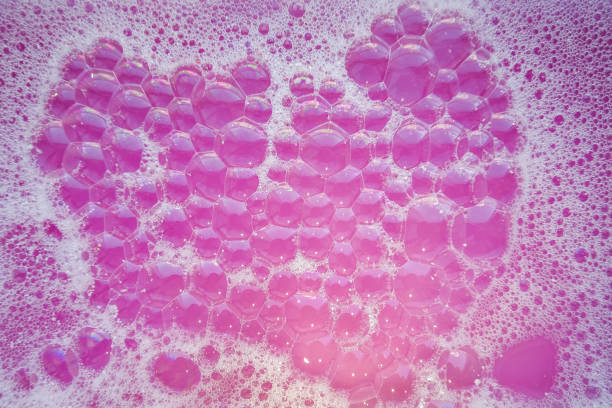 istock Pink soap bubbles. Abstract purple bubbles from soap for background. 1166820803