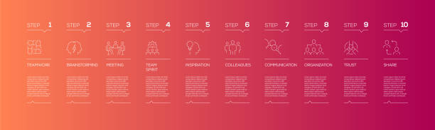 illustrations, cliparts, dessins animés et icônes de collaboration related infographic design template with icons and 10 options or steps for process diagram, presentations, workflow layout, banner, flowchart, infographie. - symbol computer icon infographic handshake