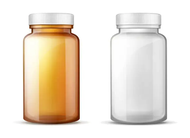 Vector illustration of Bottles for medicines realistic vector set