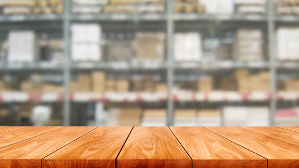 istock Wood table for product display with blur background. 1166824897