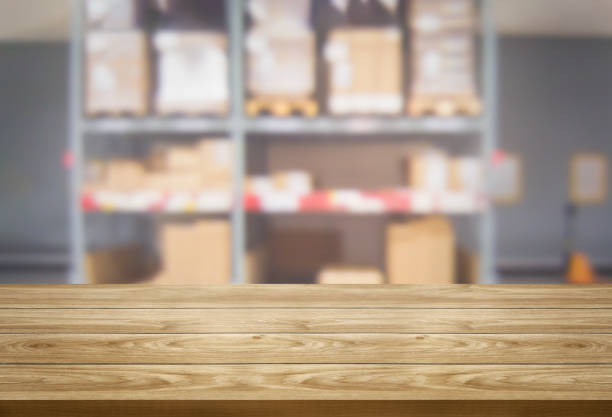 istock Wood table for product display with blur background. 1166824900