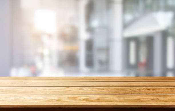 istock Wood table for product display with blur background. 1166824979