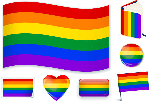 LGTBI flag. Vector illustration. 3 layers. Shadows, flat flag, lights and shadows. LGTBI flag. Vector illustration. 3 layers. Shadows, flat flag, lights and shadows. Collection of world flags. Accurate colors. Easy changes. pride flag icon stock illustrations