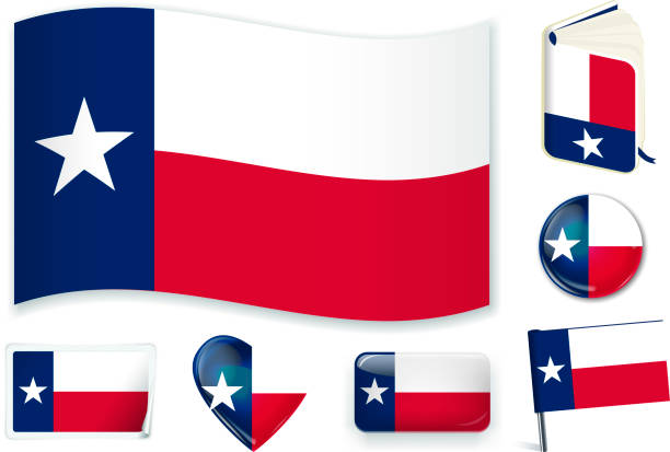 Texas Flagge. Vektor-Illustration. 3 Schichten. Schatten, flache Flagge, Lichter und Schatten. – Vektorgrafik