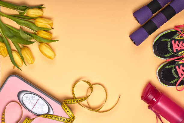 istock Female fitness background. 1166829761