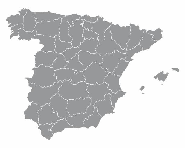 spanien regionen karte - province stock-grafiken, -clipart, -cartoons und -symbole