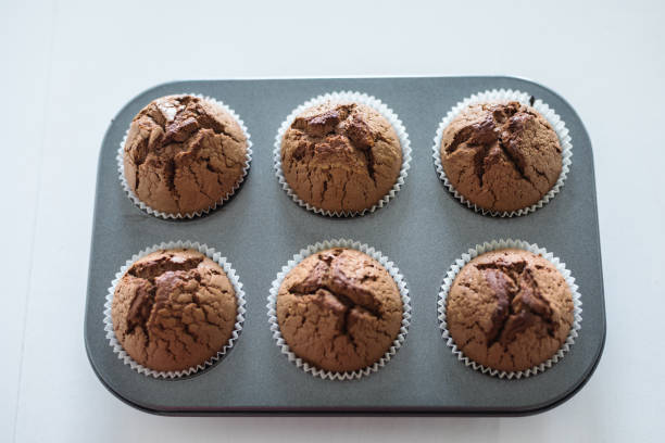 istock Freshly baked chocolate muffins in a pan 1166830051