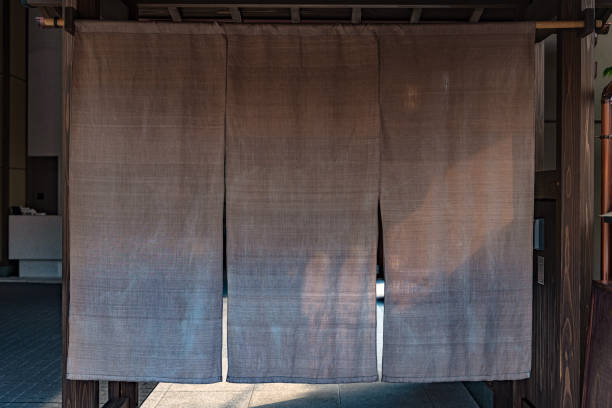 Traditional Japanese fabric curtain in Kyoto, Japan