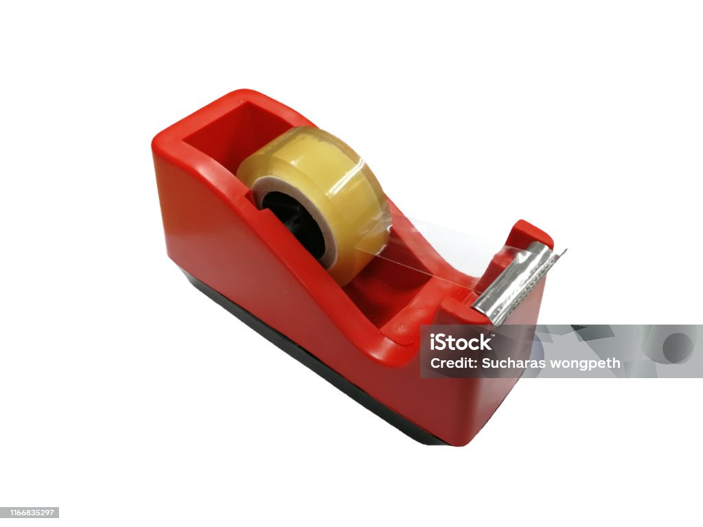A Red Tape Dispenser Or Scotch Tape Holder Isolated On A White Background  With Clipping Path Stock Photo - Download Image Now - iStock