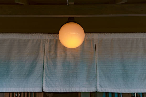 Traditional Japanese fabric curtain in Kyoto, Japan