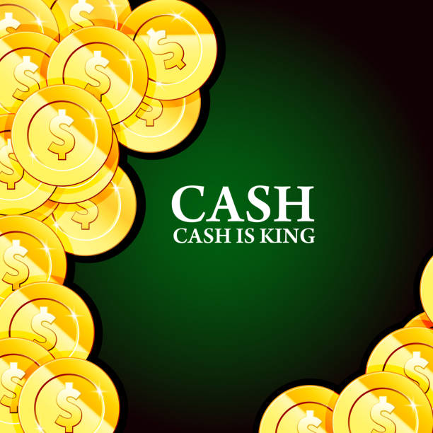 Money background with gold coins - casino cash, fortune and jackpot poster Money background with gold coins - casino cash, fortune and jackpot poster gyration stock illustrations