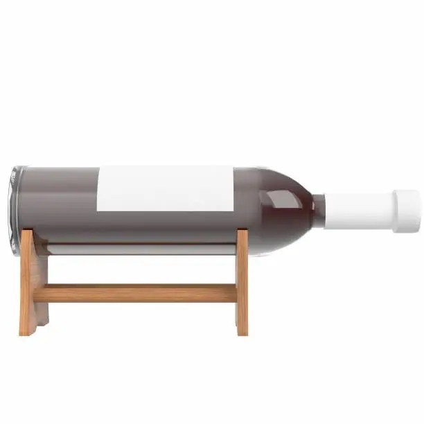 3D rendering illustration of a wine bottle on stand
