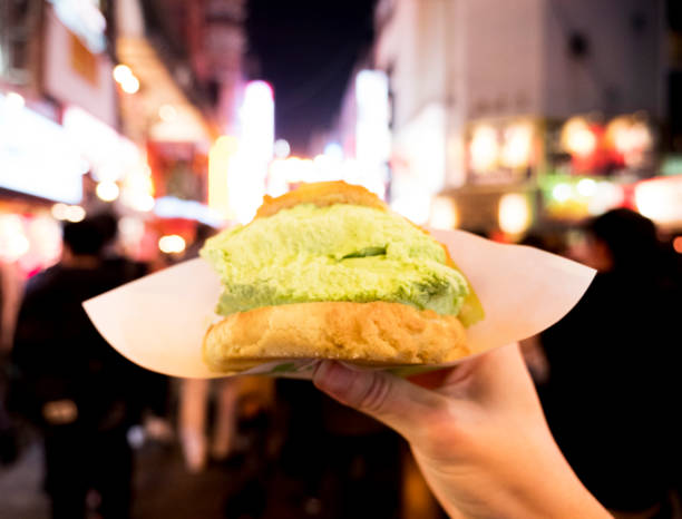istock Matcha ice cream melon bread sandwich 1166839590
