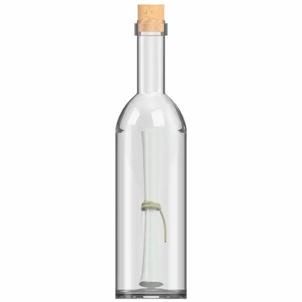3d rendering illustration of a message in a bottle nr. 1