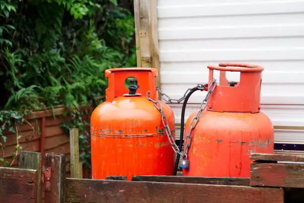 Calor gas cylinder bottles at caravan park site uk