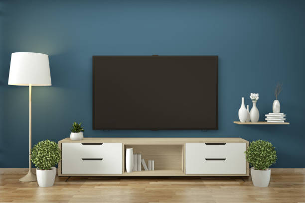 istock Tv cabinet in zen modern empty room janapese minimal designs, 3d rendering 1166844359