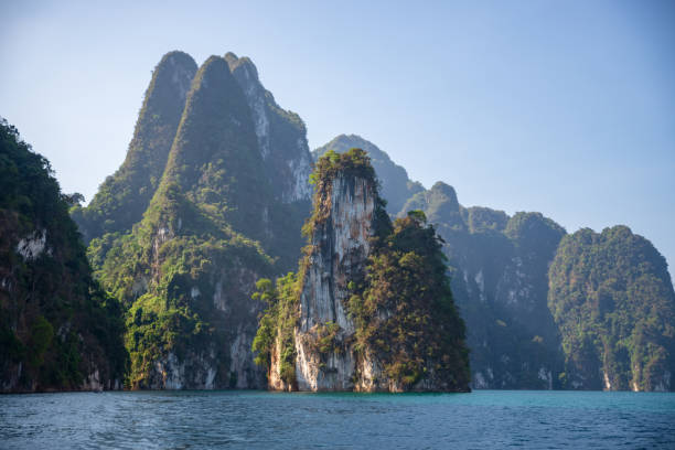 istock Limestone mountains with trees in the sea in Thailand 1166844498