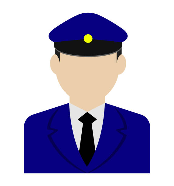 junge männliche arbeiter avatar flache illustration (oberkörper) / polizei mann, busfahrer - lokführer stock-grafiken, -clipart, -cartoons und -symbole
