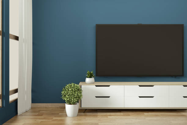 istock Tv cabinet in zen modern empty room janapese minimal designs, 3d rendering 1166844543