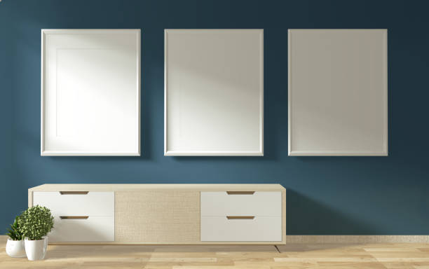 istock Tv cabinet in zen modern empty room janapese minimal designs, 3d rendering 1166844555