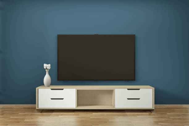 istock Tv cabinet in zen modern empty room janapese minimal designs, 3d rendering 1166844643