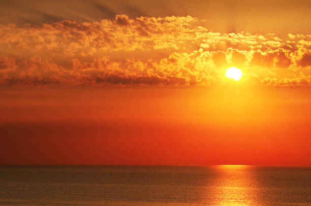 istock Beach of the ocean and red sunrise. 1166846908