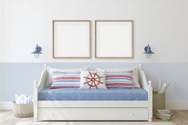 istock Kids room in coastal style. 3d render. 1166847141