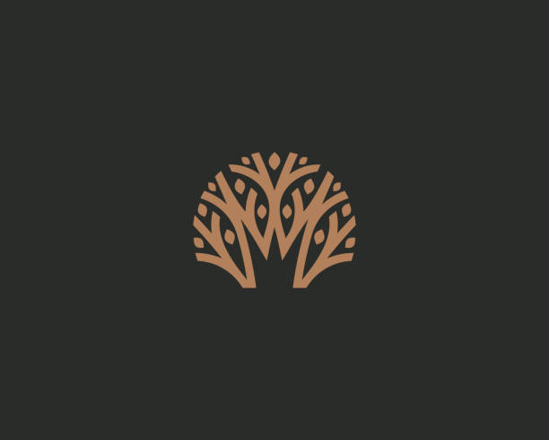 ilustraciones, imágenes clip art, dibujos animados e iconos de stock de icono abstracto del logotipo del vector de árbol real. logotipo de la corona de la naturaleza del parque. - tree crown
