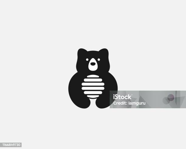 Bear Hive In Negative Space Vector Nature Animal Honey Icon Type Stock  Illustration - Download Image Now - iStock