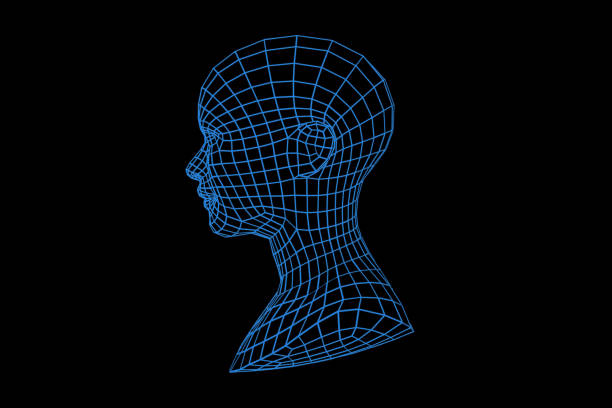 istock Woman head wire-framed futuristic style 1166856094
