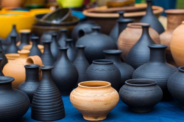 istock Clay vessels of different colors. Ceramics 1166857075