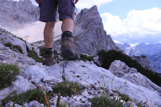 istock Hiking over rocks on a mountain trail 1166859567