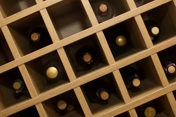 wine rack with bottles