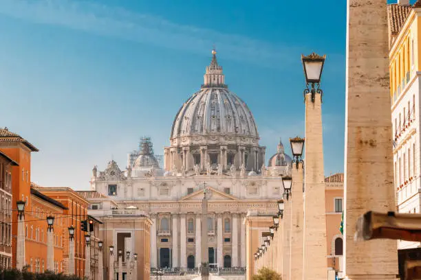 Photo of Rome, Italy. St. Peter's Square With Papal Basilica Of St. Peter In The Vatican