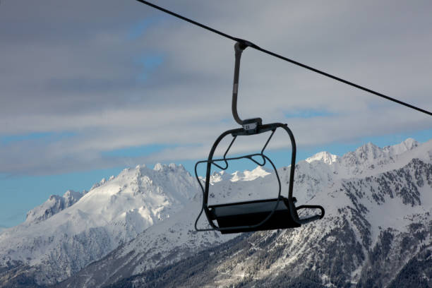 istock Empty Cable cabin in front of Alps in early morning 1166861905