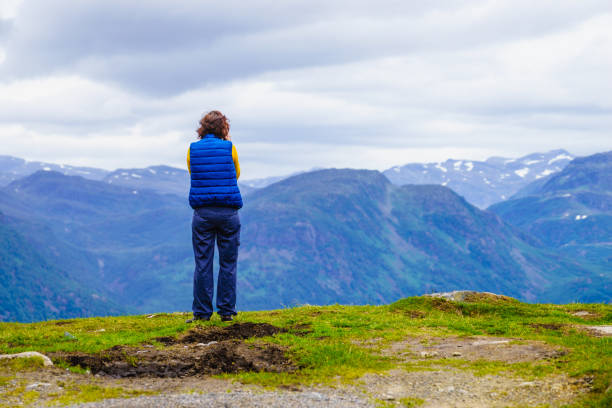istock Tourist enjoy mountains view, Norway 1166861958