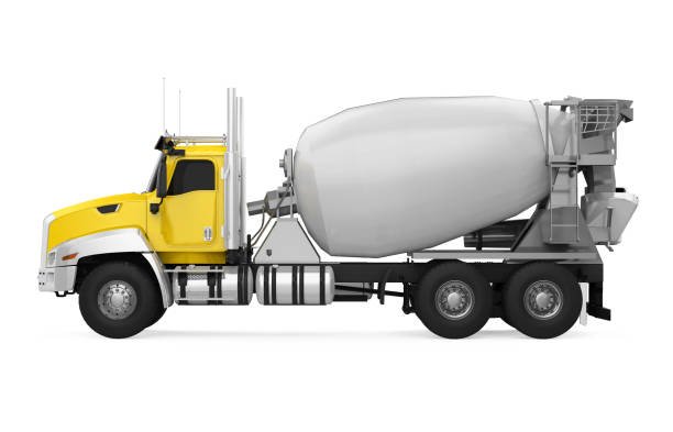Yellow Concrete Mixer Truck isolated on white background. 3D render