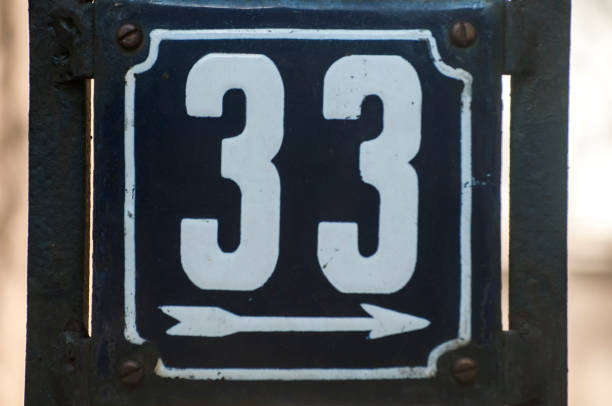 istock Weathered enameled plate number 33 1166862791