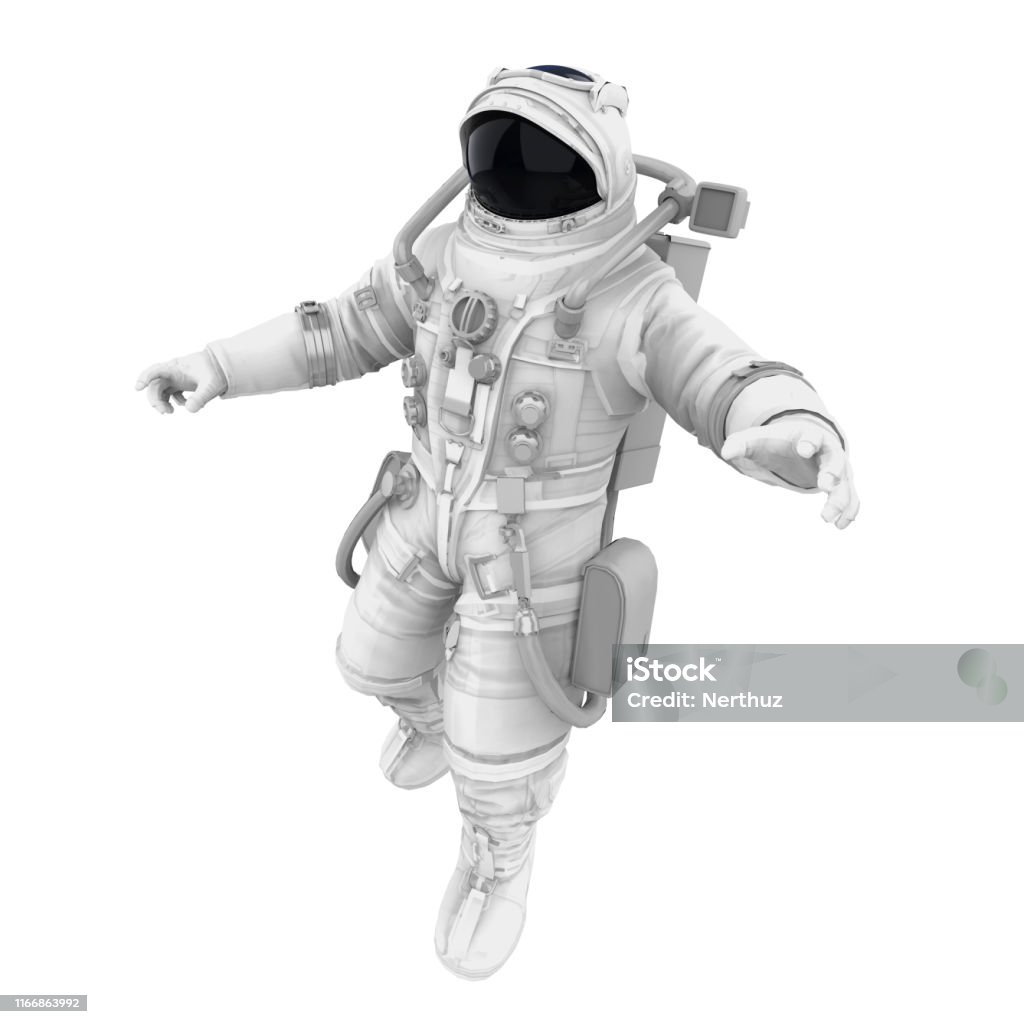 Astronaut Isolated Astronaut isolated on white background. 3D render Astronaut Stock Photo