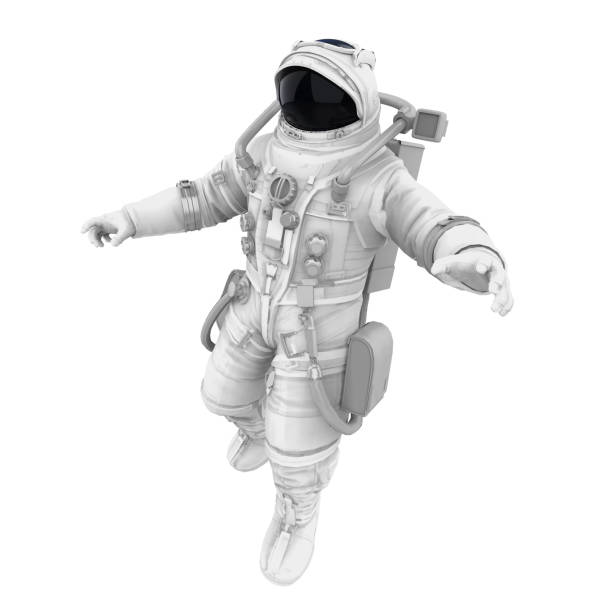 Astronaut Isolated Astronaut isolated on white background. 3D render zero gravity stock pictures, royalty-free photos & images