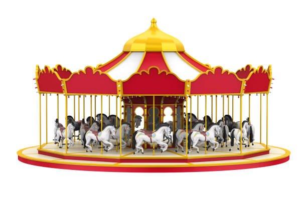 カルーセル馬孤立 - carousel horses ストックフォトと画像