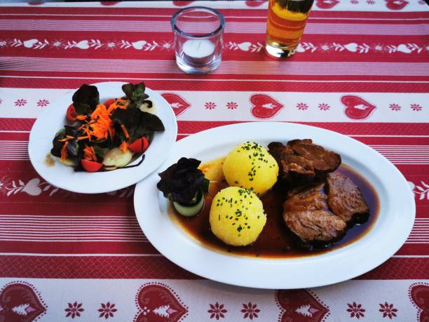 istock Roast potato dumplings and beef 1166865502