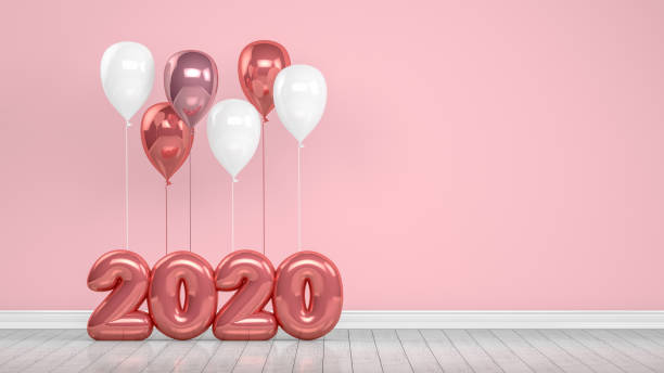 istock 2020 New Year Shiny Balloons in Empty Room. Christmas Concept 1166866810