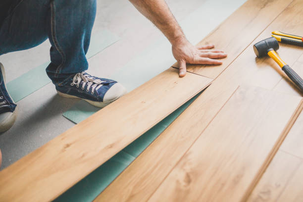 istock Build a floating floor - laying laminate 1166866838