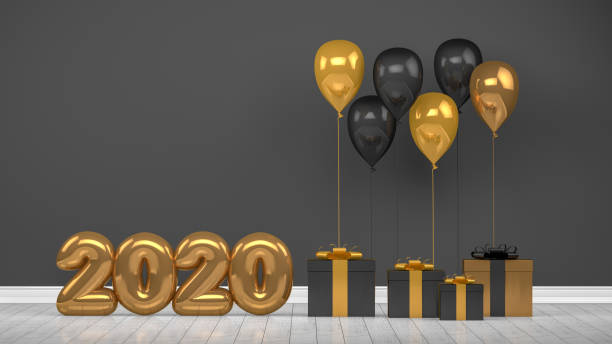 istock 2020 New Year Shiny Balloons in Empty Room. Christmas Concept 1166866965