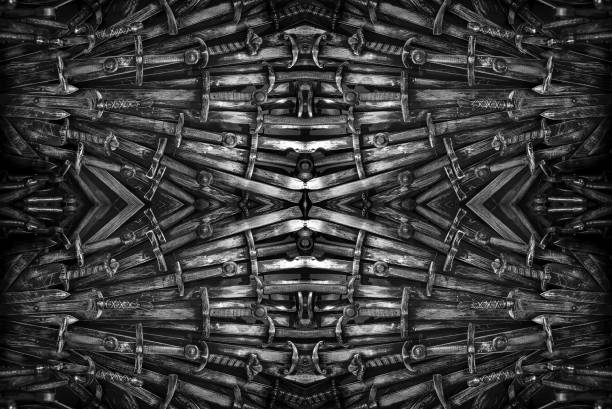 Metal knight swords background. The concept Knights.